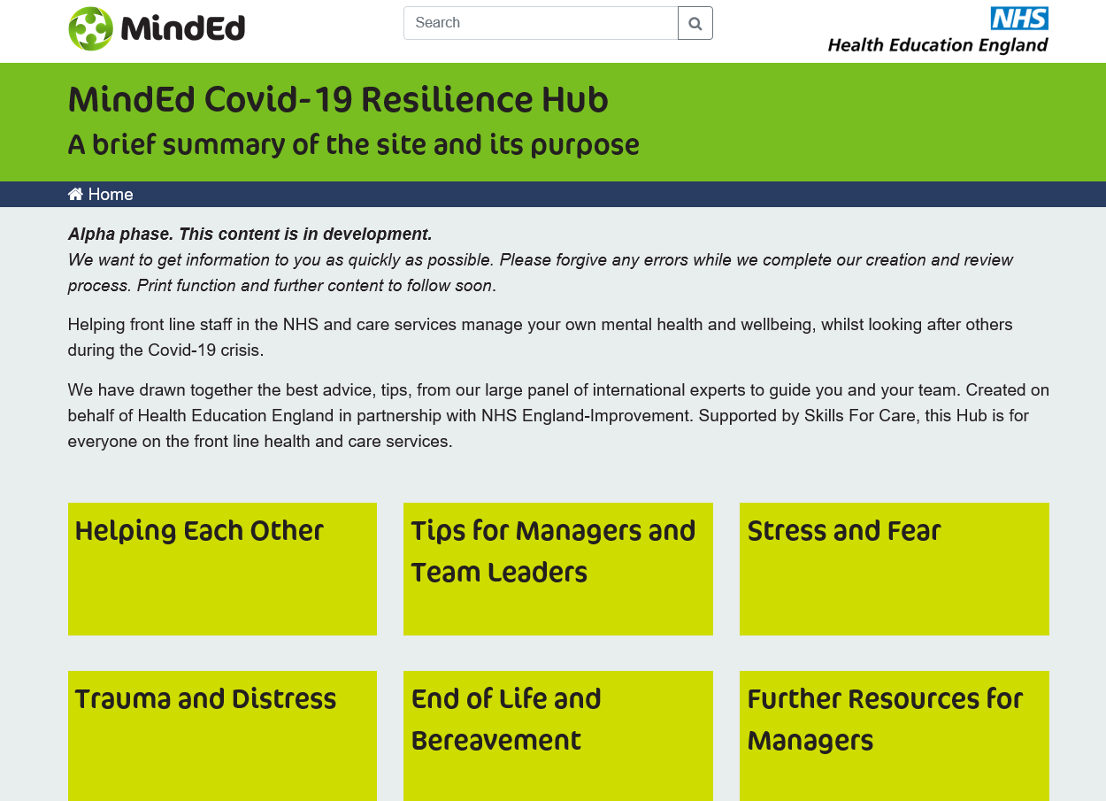 HEE MindEd Resilience zone